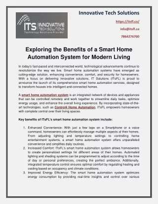 Exploring the Benefits of a Smart Home Automation System for Modern Living