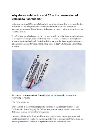 Why do we subtract or add 32 in the conversion of Celsius to Fahrenheit_