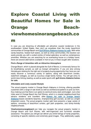 Explore Coastal Living with Beautiful Homes for Sale in Orange Beach-viewhomesinorangebeach.com