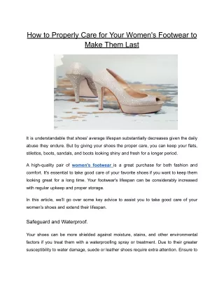 How to Properly Care for Your Women's Footwear to Make Them Last