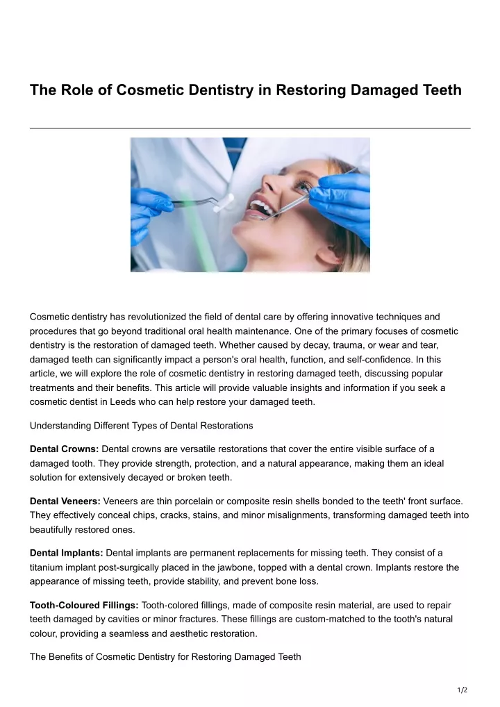 the role of cosmetic dentistry in restoring