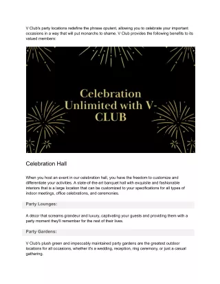 Celebrate Unlimited with V-Club