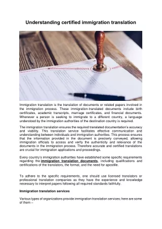 understanding certified immigration translation
