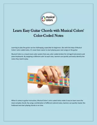 Learn Easy Guitar Chords with Musical Colors' Color-Coded Notes