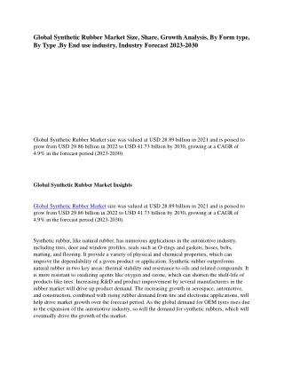 global synthetic rubber market size share growth