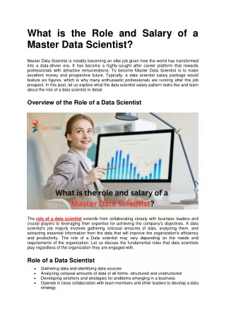 What are the responsibilities and pay for a master data scientist?