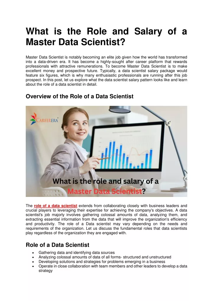 what is the role and salary of a master data