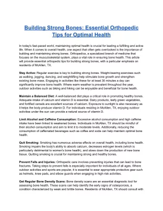 building strong bones essential orthopedic tips