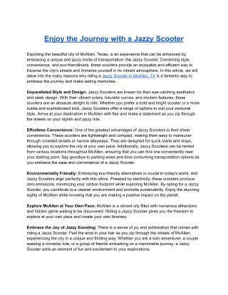 enjoy the journey with a jazzy scooter