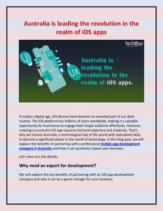 australia is leading the revolution in the realm