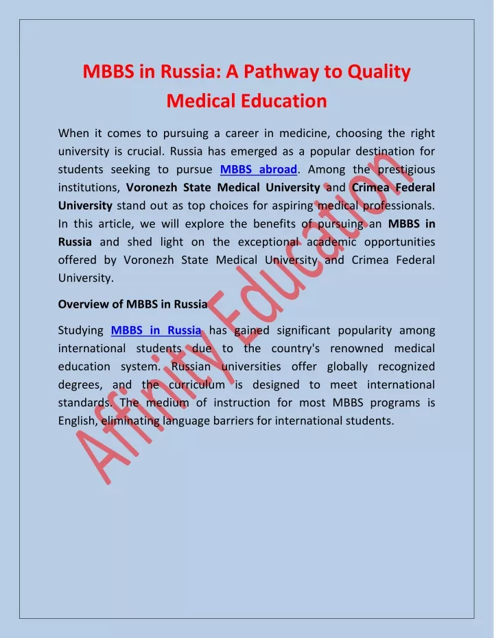 mbbs in russia a pathway to quality medical