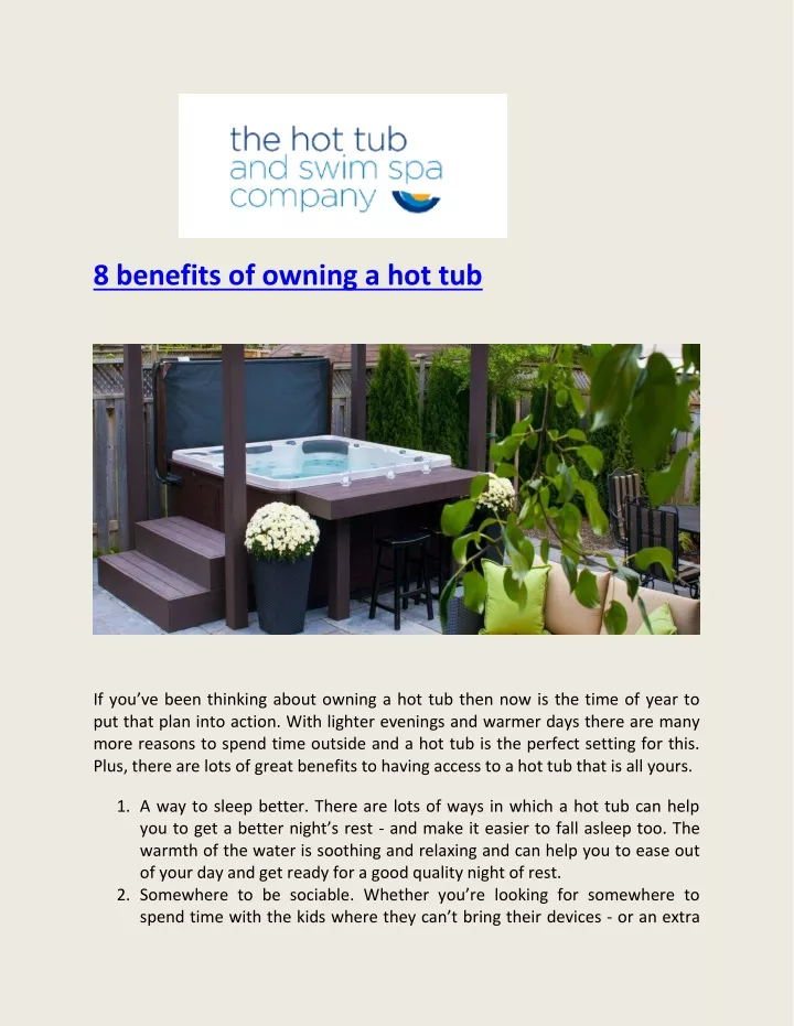 8 benefits of owning a hot tub