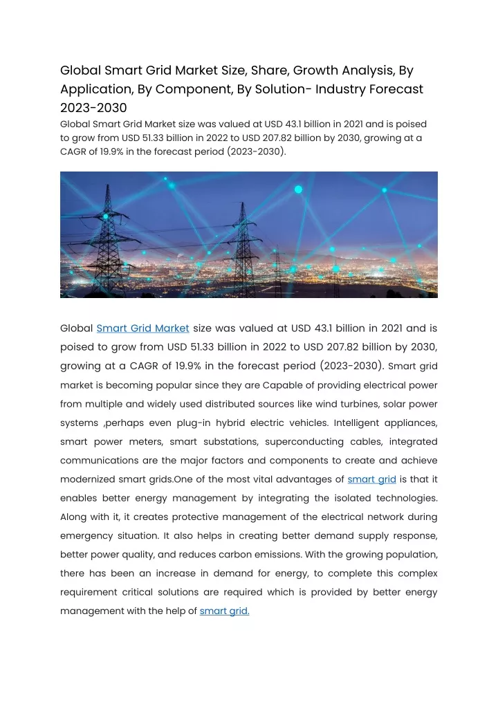 global smart grid market size share growth