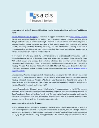 systems analysis design support offers cloud