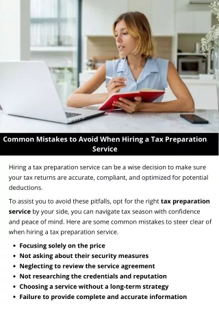 Common Mistakes to Avoid When Hiring a Tax Preparation Service