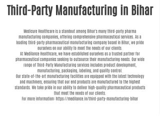 Third-Party Manufacturing in Bihar