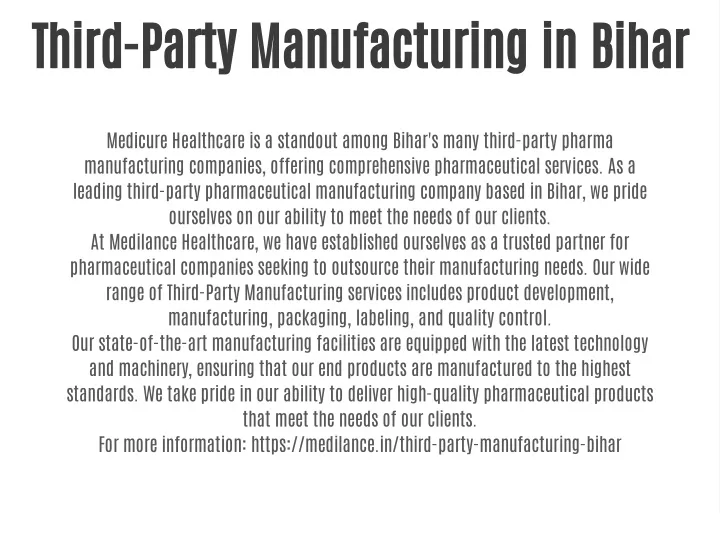 third party manufacturing in bihar