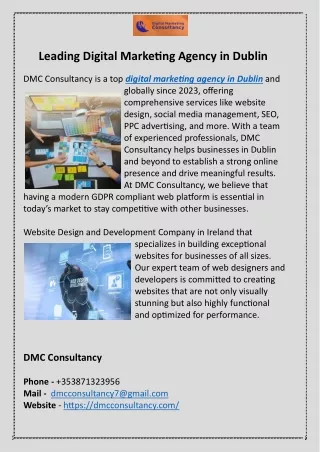Leading Digital Marketing Agency in Dublin
