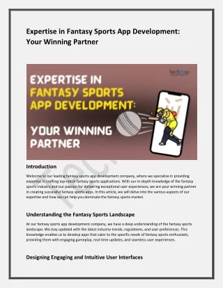 Expertise in Fantasy Sports App Development