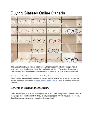 Buying Glasses Online Canada