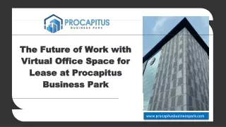 The Future of Work with Virtual Office Space for Lease at Procapitus Business Park