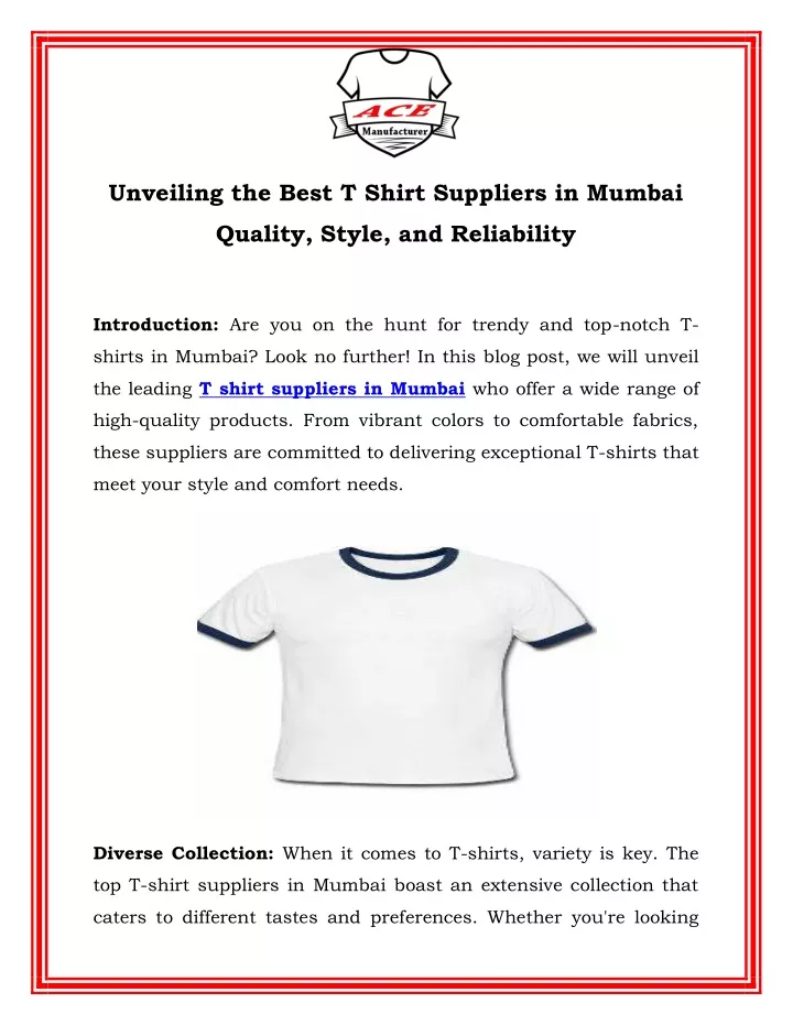 unveiling the best t shirt suppliers in mumbai