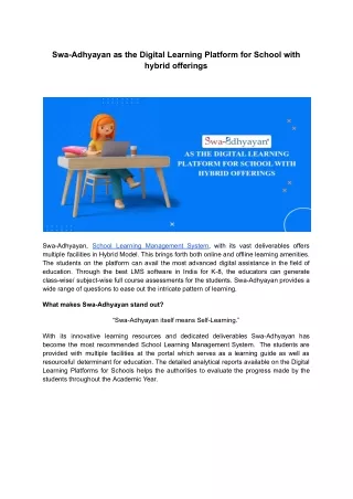 swa adhyayan as the digital learning platform