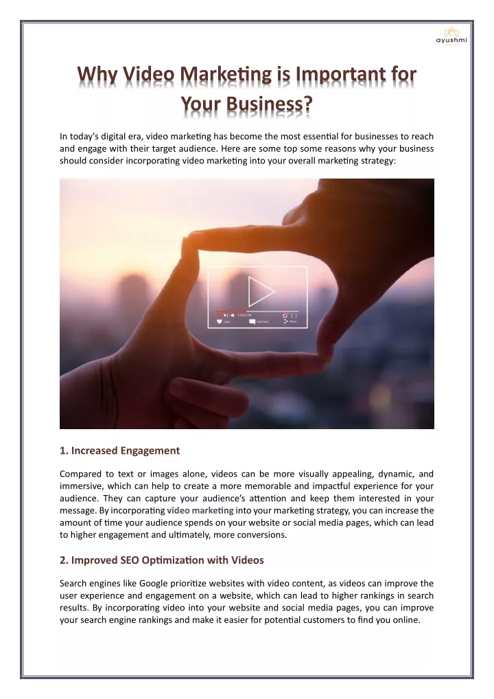 why video marketing is important for your business