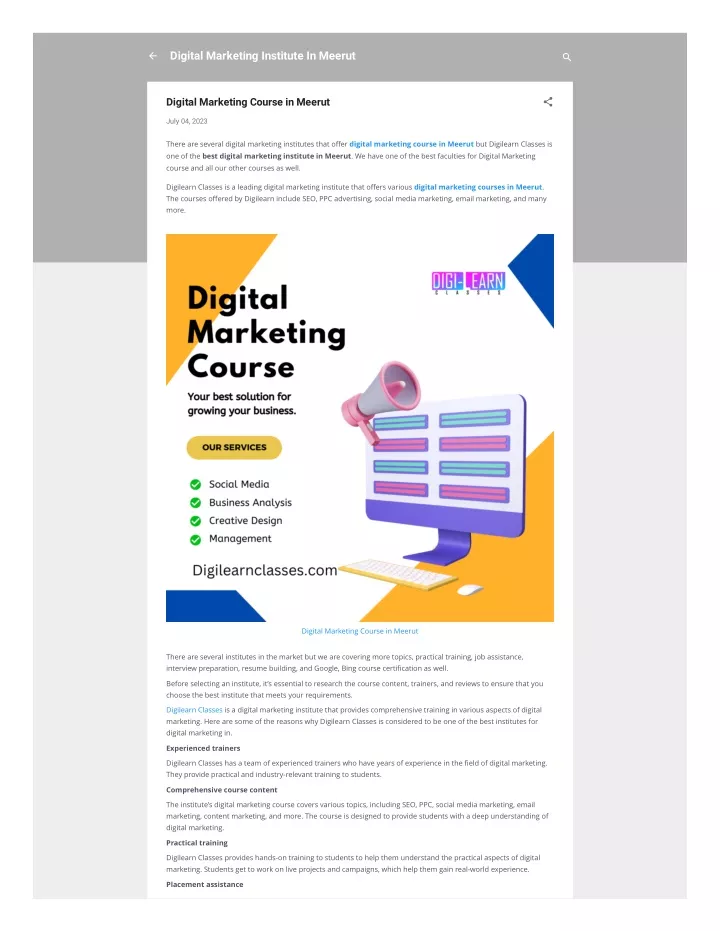digital marketing institute in meerut