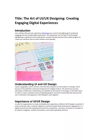 The Art of UI/UX Designing