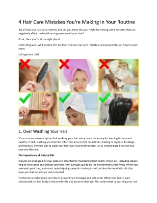 4 Hair Care Mistakes You are Making in Your Routine
