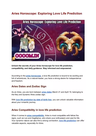 Aries Horoscope_ Exploring Love Life Prediction