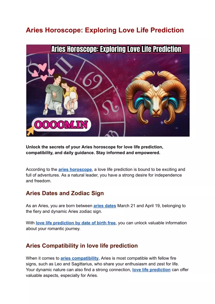 aries horoscope exploring love life prediction