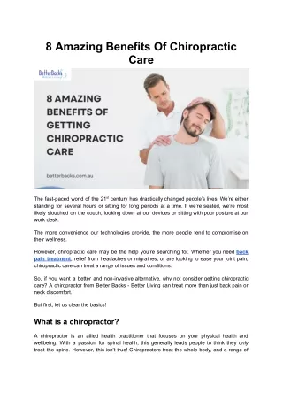 8 Amazing Benefits Of Chiropractic Care