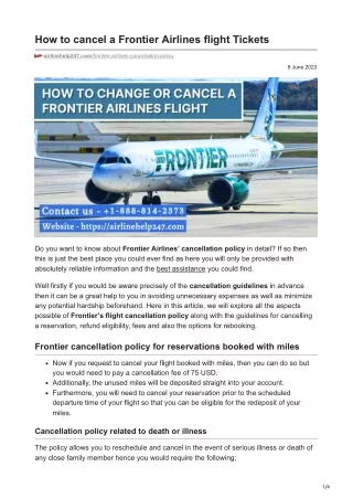 Frontier Airlines cancellation policy