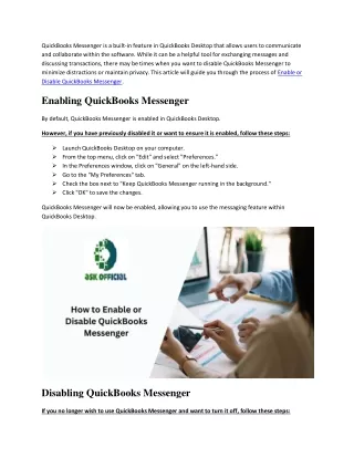 How to Disable the QuickBooks Messenger
