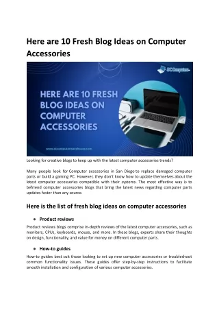 here are 10 fresh blog ideas on computer