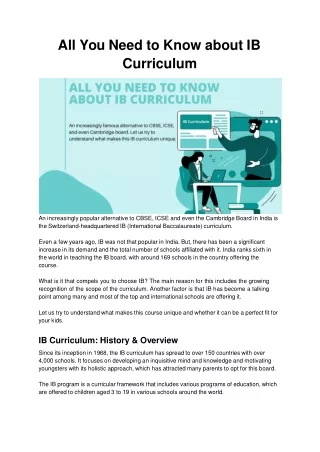 all you need to know about ib curriculum