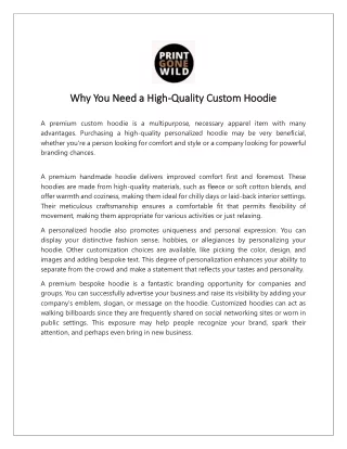 Why You Need a High-Quality Custom Hoodie