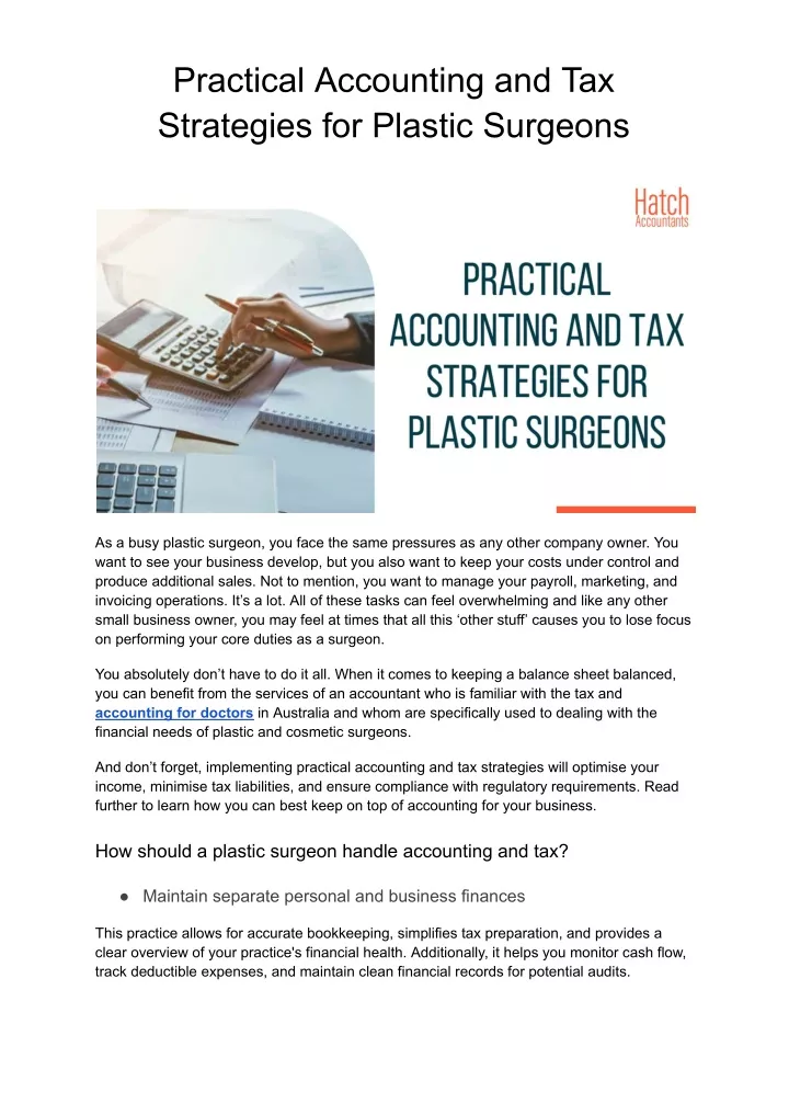 practical accounting and tax strategies