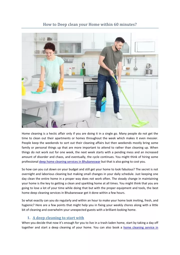 how to deep clean your home within 60 minutes