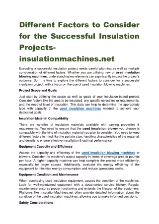 Different Factors to Consider for the Successful Insulation Projects-insulationmachines.net
