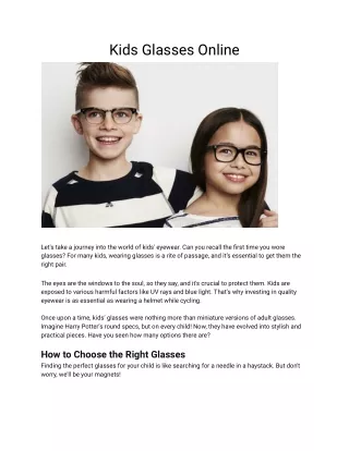 Kids Glasses Online