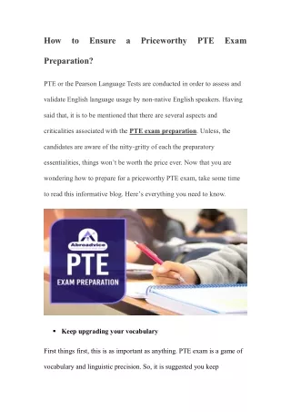 How to Ensure a Priceworthy PTE Exam Preparation