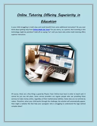 Online Tutoring Offering Superiority in Education