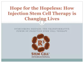 How Injection Stem Cell Therapy is Changing Lives