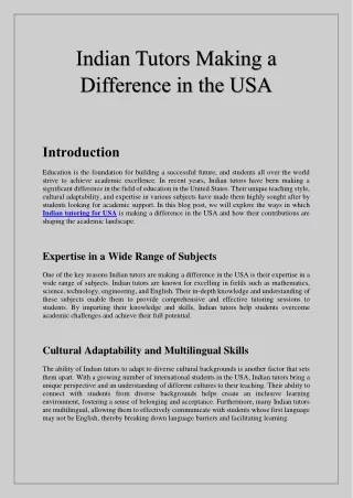 indian tutors making a difference in the usa