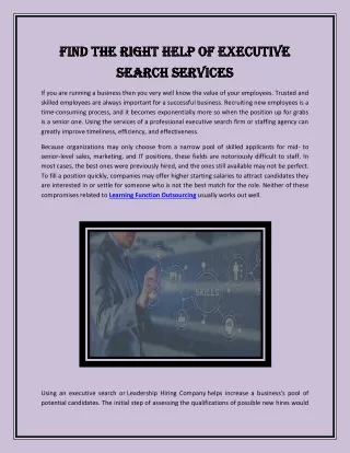 Find the Right Help of Executive Search Services