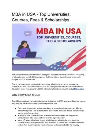 MBA in USA - Top Universities, Courses, Fees & Scholarships