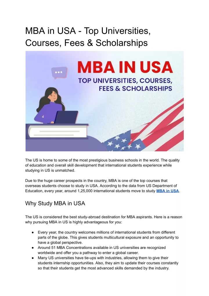 mba in usa top universities courses fees